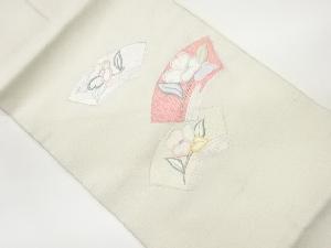 地紙に花模様織出し刺繍名古屋帯